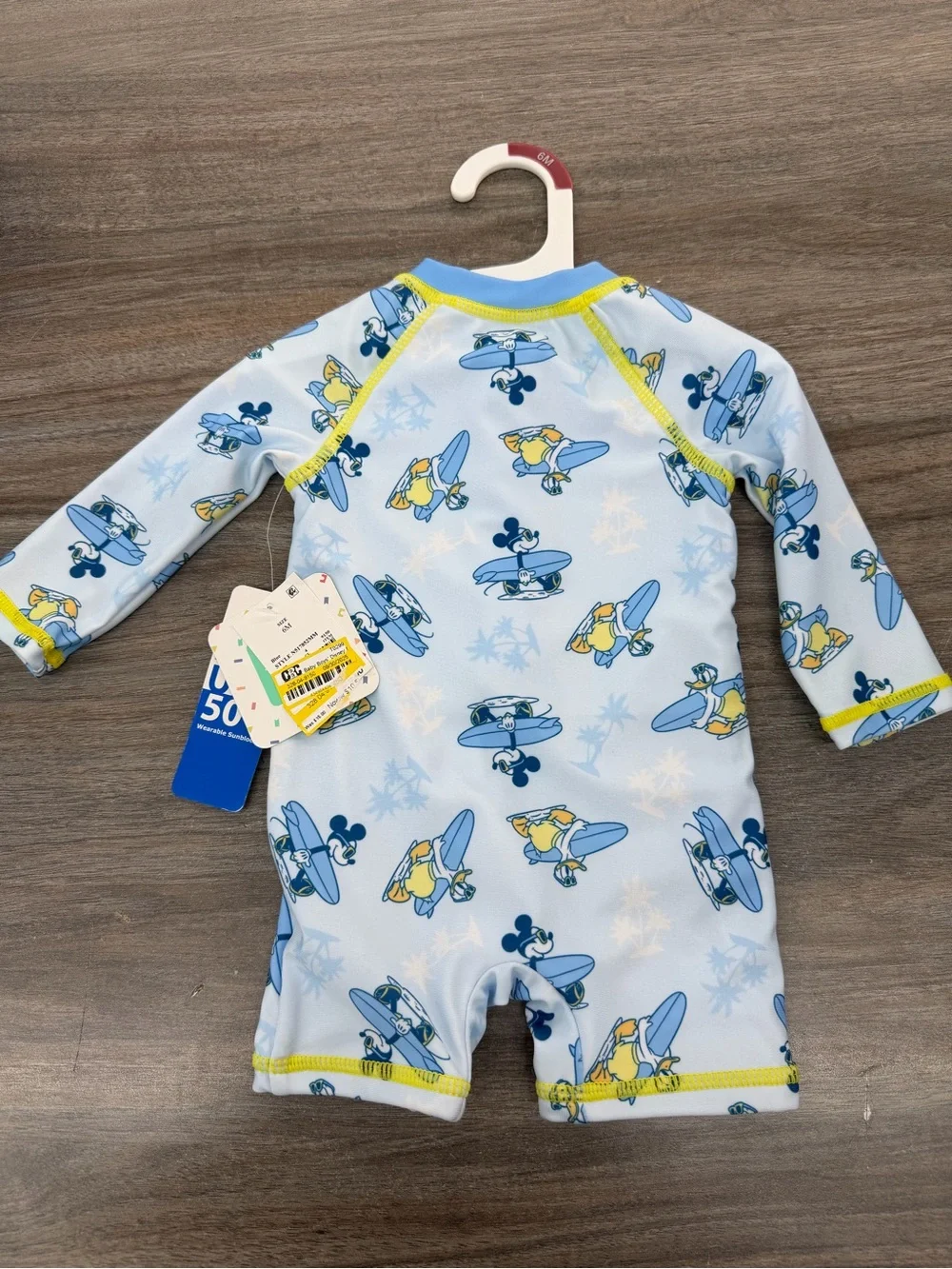 Disney Light Blue Mickey Surf Short-Sleeve Rashguard One-Piece